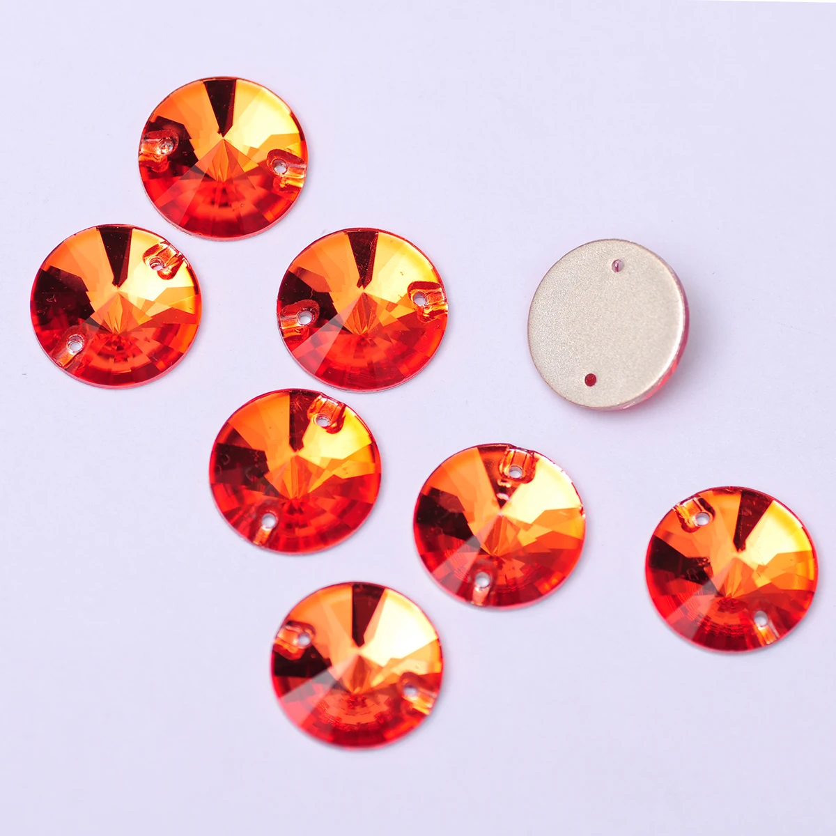 YANRUO 3200 Rivoli Hyacinth Orange Glass Sew On Rhinestones Sewing Crystals Stones for Clothing