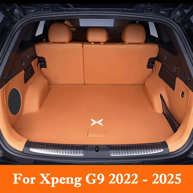 

Для Xpeng G9 XiaoPeng 2022-2025 коврик для багажника с полным покрытием, водонепроницаемый защитный вкладыш из искусственной кожи, аксессуары для салона автомобиля