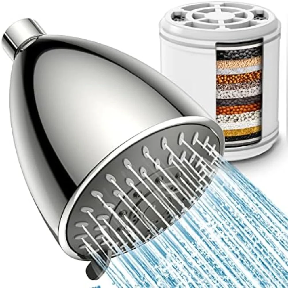 Removable Filter Cartridge Showerhead Offering Multi-Stage Water Purification Multiple Spray Modes Including Rainfall and Mist