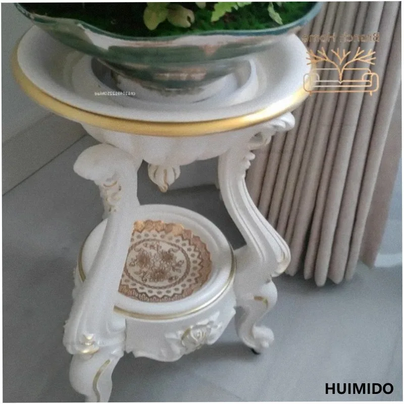 Luxury Classic European Flower Stand, Ornate Trimmed Plant Shelf,Balcony Planter Rack, Vintage Style Multi-Level Display Holder