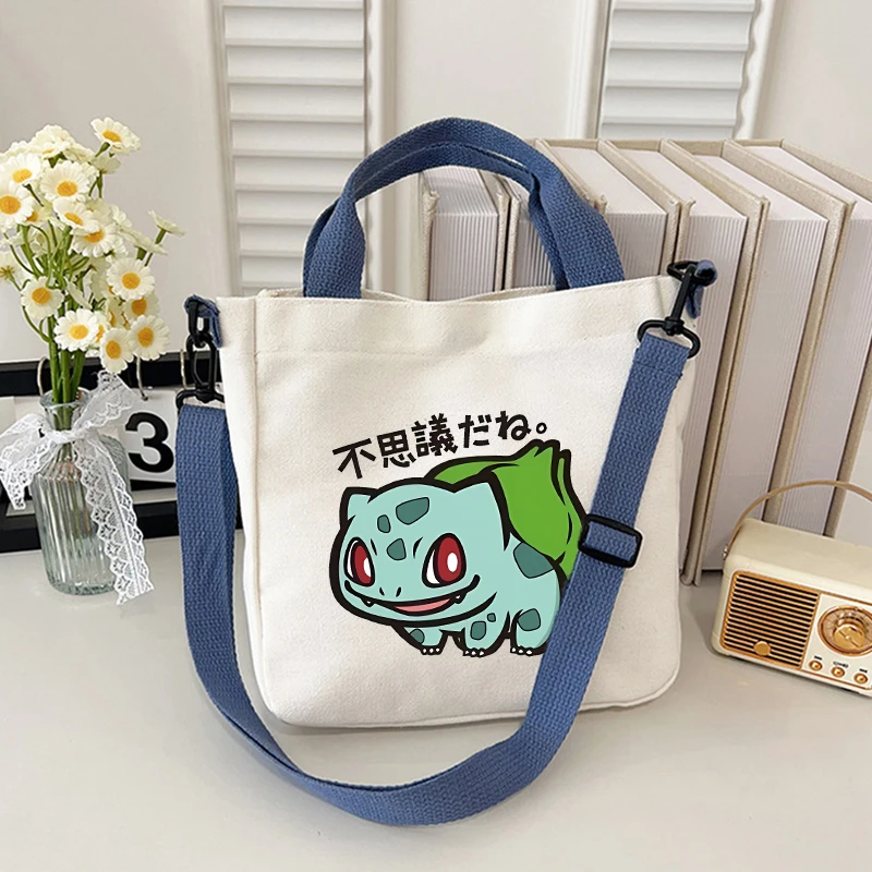 Pokemons Umhängetasche Pikachu Anime Figur Bedruckte Umhängetaschen Jungen Mädchen Große Kapazität Leinwand Handtasche Niedliche Aufbewahrungstasche Geschenk