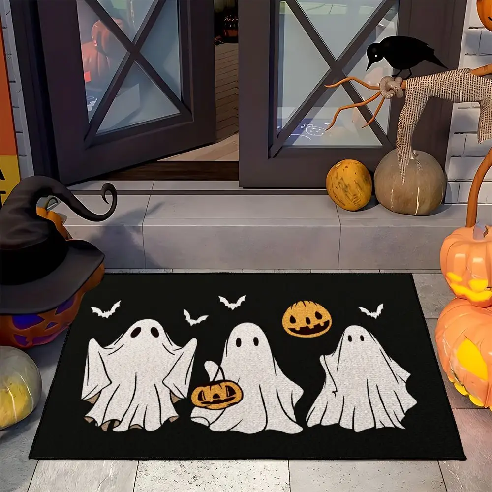 VIKAMA-alfombrillas decorativas festivas para Halloween, puerta de entrada, resistentes a la suciedad, resistentes al desgaste, absorbentes para el baño