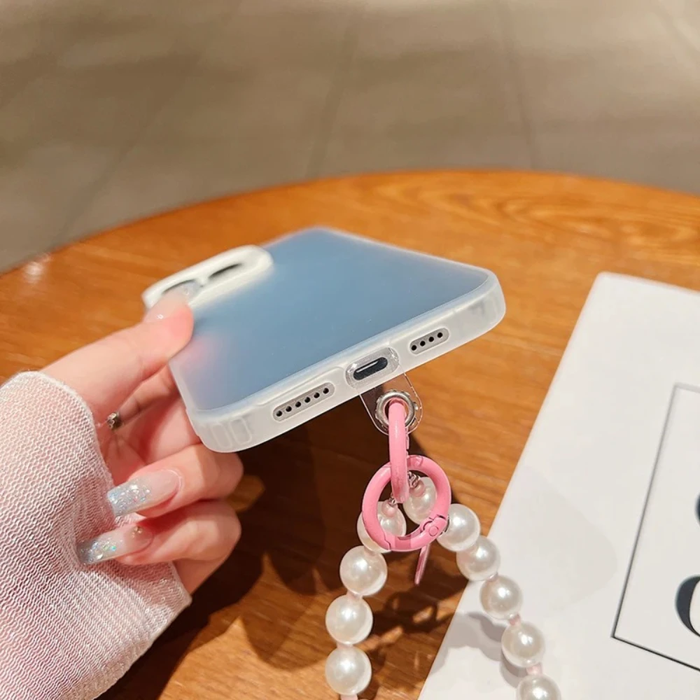 Bunte Liebe Perlenkette hängende Handyhülle für iPhone 16 15 14 13 12 11 Pro Max X XR XS Max 8 7 Plus SE 2020 stoßfeste Abdeckung