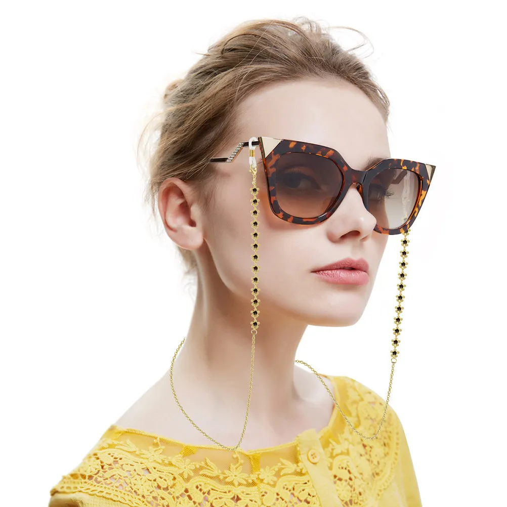 3Pcs Electroplated Glasses Chain Delicate Dripping Oil Small Flower Neck Hanging Multi-Purpose Eyeglasses Mask Anti-Lost Chain