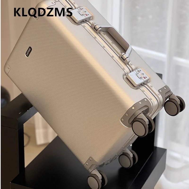 

KLQDZMS мужской чемодан из алюминиевого магниевого сплава, посадочный ящик, большая вместительная тележка, 20 "26 дюймов, деловой чемодан