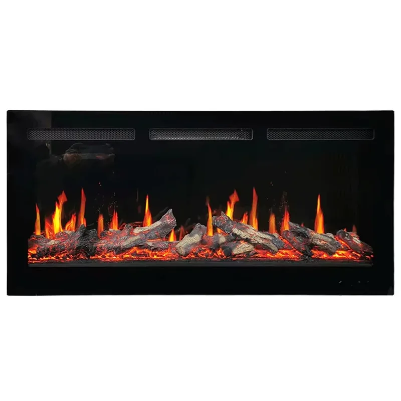 Realistic Flame Linear Built-In LCD Electric Fireplace for Household Car Hotel Application