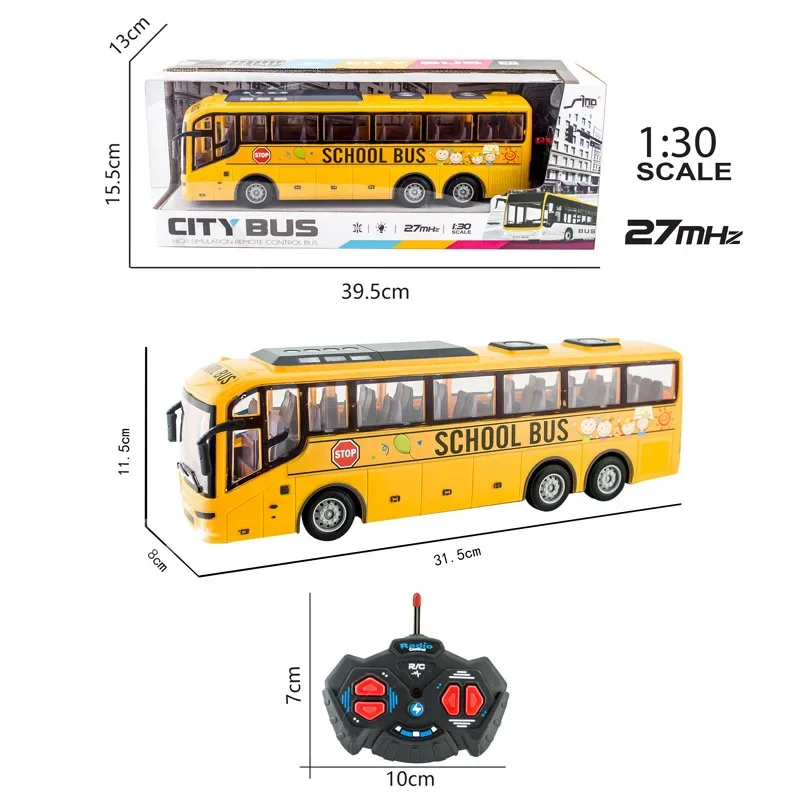 1:30 Remote Control Bus Electric Wireless Lighting Simulation Remote Control Car Model School Travel Bus boys Toy Birthday Gifts