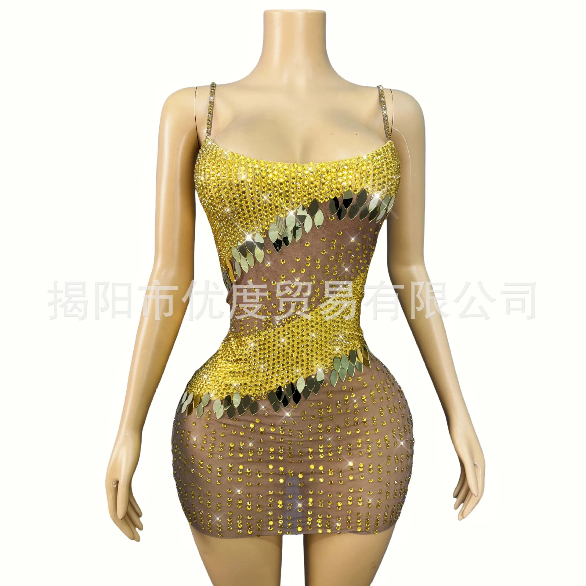 

Платье-комбинация со стразами и золотыми блестками, сетчатое прозрачное короткое платье для танцев на день рождения, с листьями крокодила, Vestidos Para Mujer Fiesta Elegante