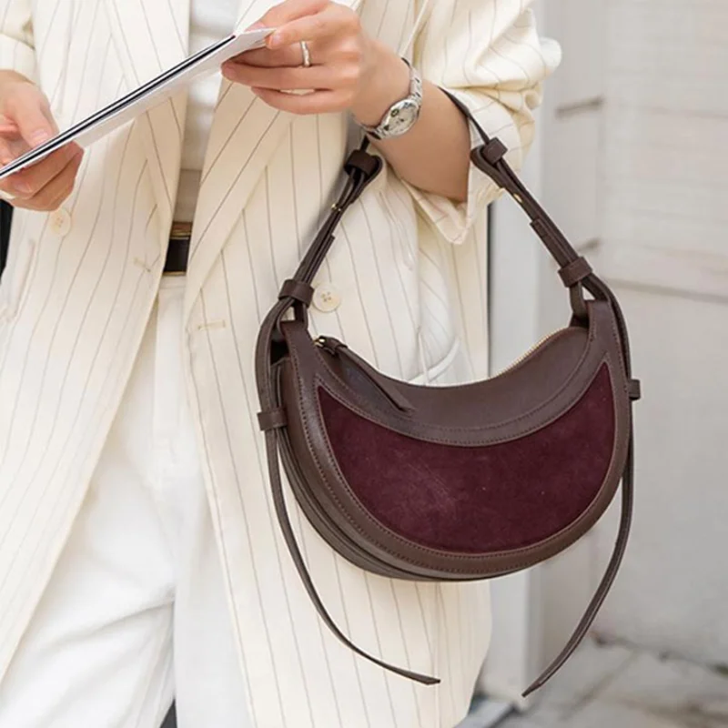 

Роскошная брендовая женская модная маленькая сумка из натуральной кожи, женская сумка через плечо, сумка в форме полумесяца, сумка подмышки, идеальный подарок для жены