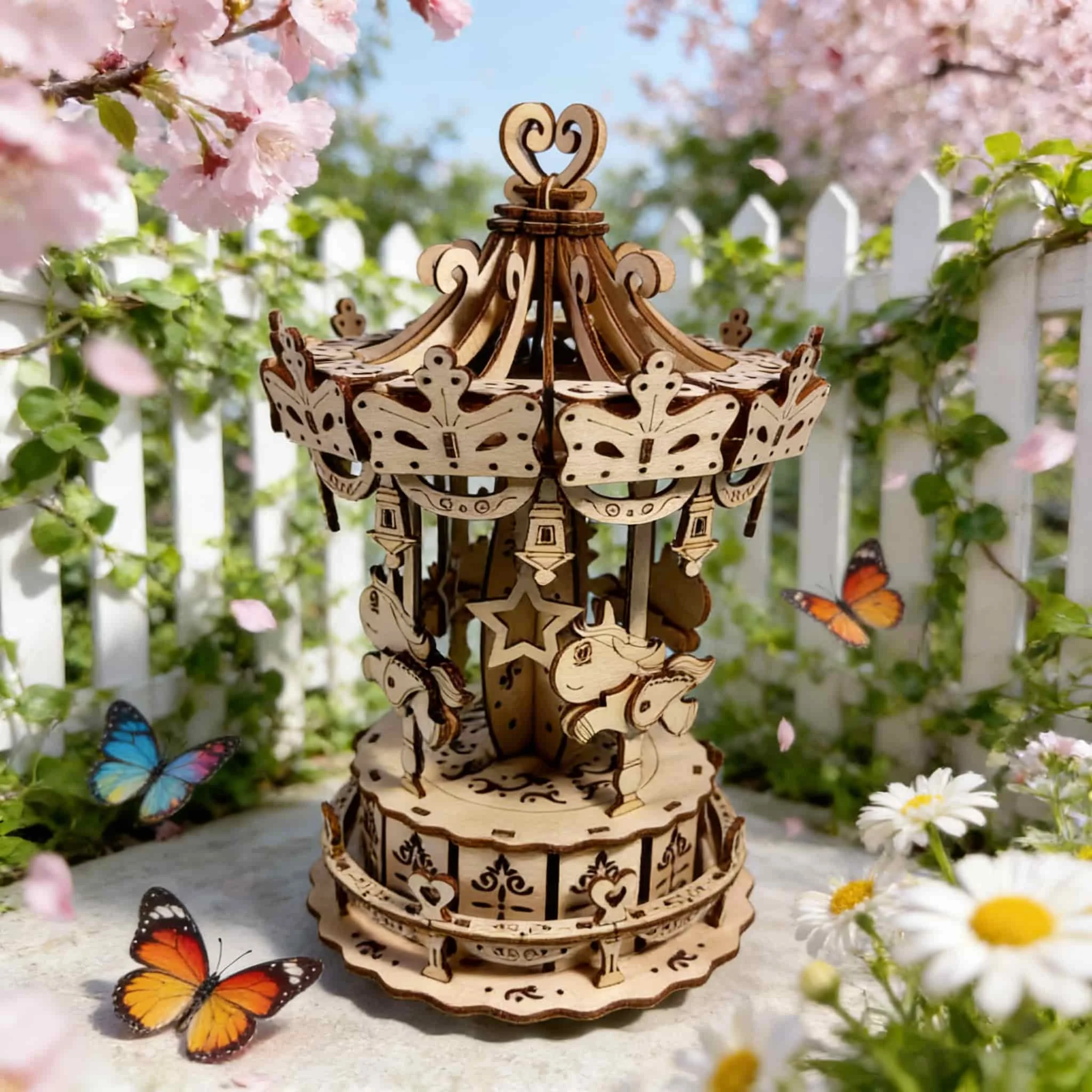 3D Trojan Carousel Wooden Puzzle, DIY Model Kit, Handcrafted Gift, Home Decor, Birthday/Valentine's Day Gift