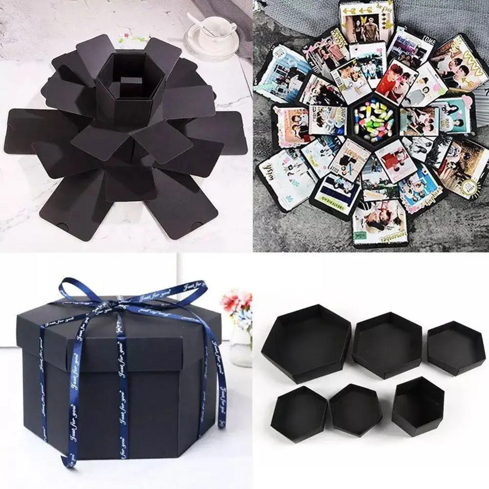 Creative Explosion Box Gift Surprise Love Paper Box Hexagonal DIY Photo Album Scrapbooking Bomb Box Birthday Gifts for Women Man