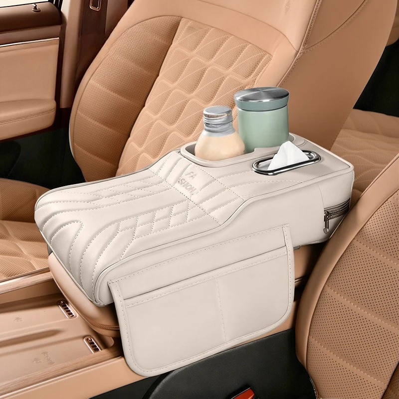 

Car Armrest Box Booster Pad Car Arm Rest Padded Cover Auto Center Console Cup And Tissue Storage Holder for SUV Truck Sedan