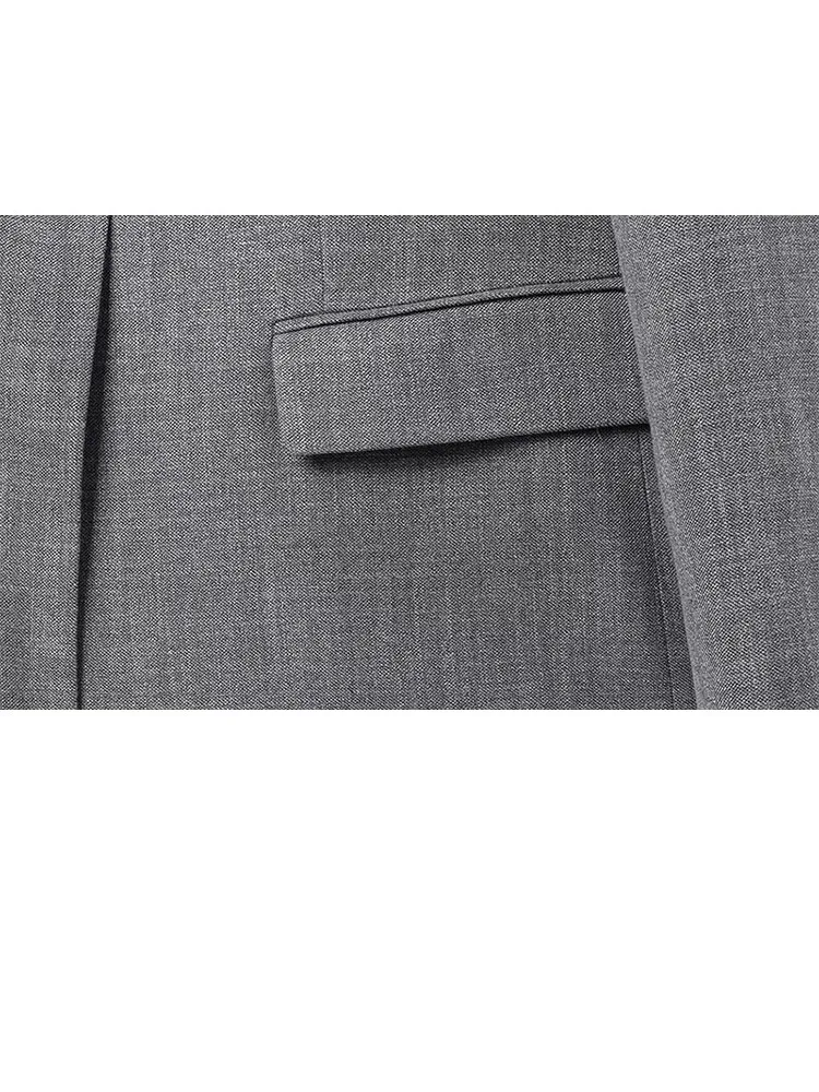 HH Vrouwen Lente Herfst Commuter Blazer Rok Tweedelig Professioneel Pak Met Lange Mouwen Slank Veelzijdig Modieus Textuurpak