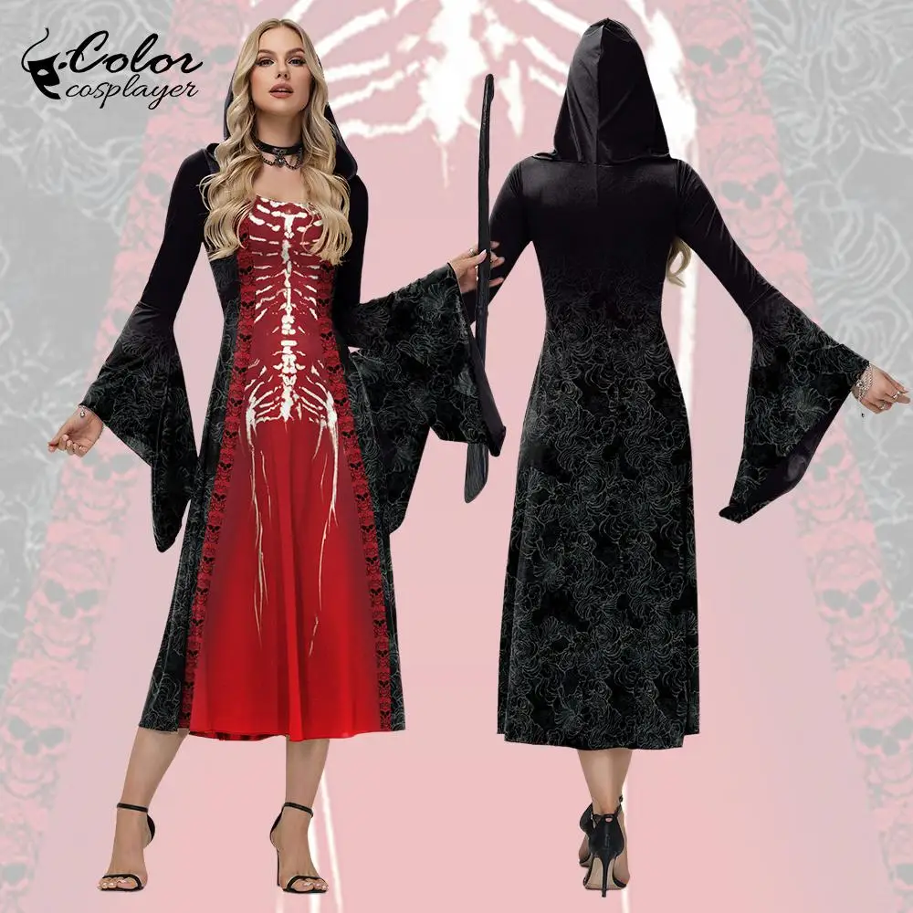 

Color Cosplayer Medieval Long Dress Flare Sleeves Retro Dresses Witch Gown Halloween Cosplay Costume Party Carnival Outfit