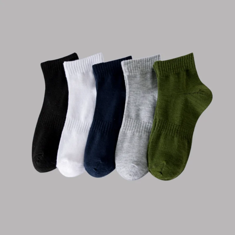 

5/10 Pairs High Quality Four Seasons Casual Socks Polyester Cotton Boat Socks Comfortable Breathable Sports Socks