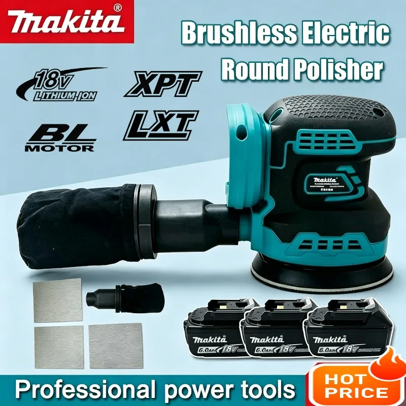 

Makita Brushless Random Orbit Sander & Polishing Machine – Speed Control, Professional Lithium-Ion Tool For Makita Battery