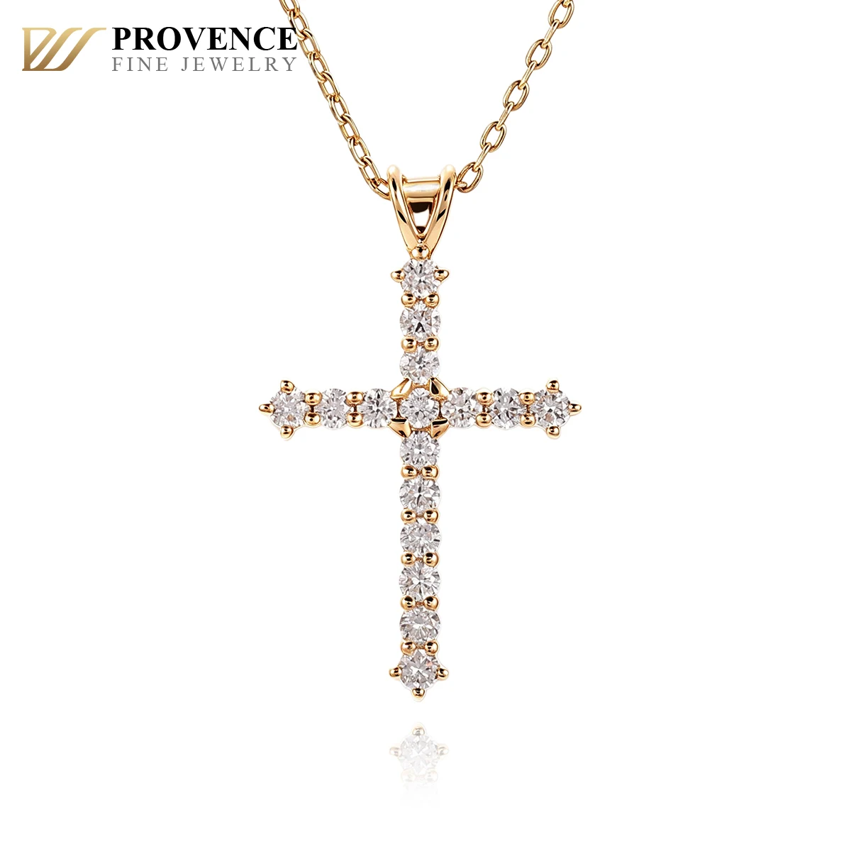 Provence 14K Solid Gold Lab Grown Diamond Cross Charm Pendant Fine Jewelry for Women Pendant Only Chain Not Included