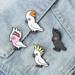 Cute Cartoon Parrot Enamel Brooches Funny Animal Parakeet Lapel Pins Custom Backpack Clothes Hat Badge Jewelry Gifts for Friends