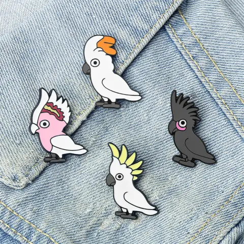 Söta tecknade papegoja emaljbroscher roliga djurparakiter kavajnålar anpassade ryggsäck kläder hatt emblem smycken presenter till vänner 10 best sales papegojesmycken - №4