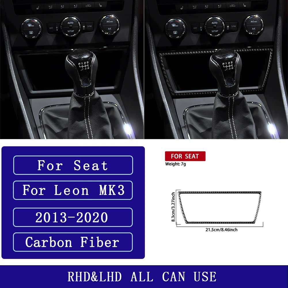 Voor Seat Leon MK3 2013-2020 Koolstofvezel Centrale navigatie radio AC CD versnellingspook deurpaneel Auto Accessoires Decoratieve Stickers