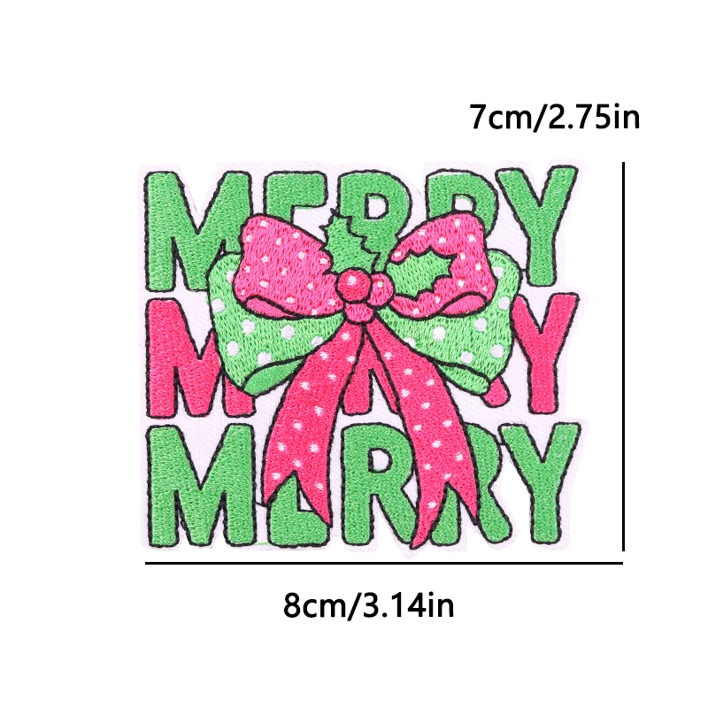 10PCS Christmas Merry Embroidered Patches Christmas Santa Claus,Bow,Tree,Boots Patch Iron On Patches For Clothing Letter Badges