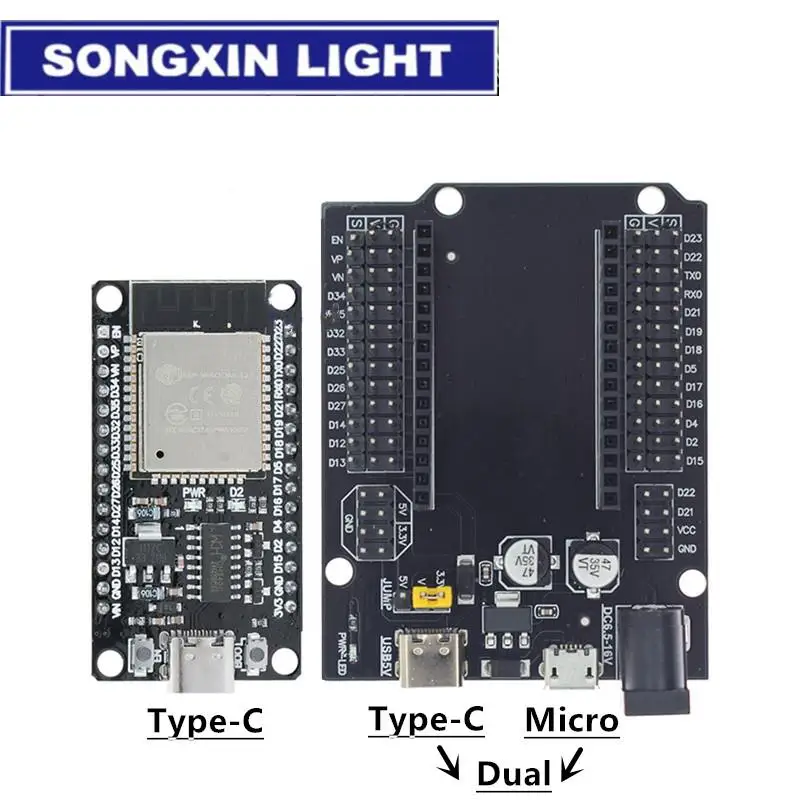 SAMIROB ESP32 Development Board CH340C WiFi+Bluetooth Ultra-Low Power Dual Core ESP32-DevKitC-32 ESP-WROOM-32 Expansion Board