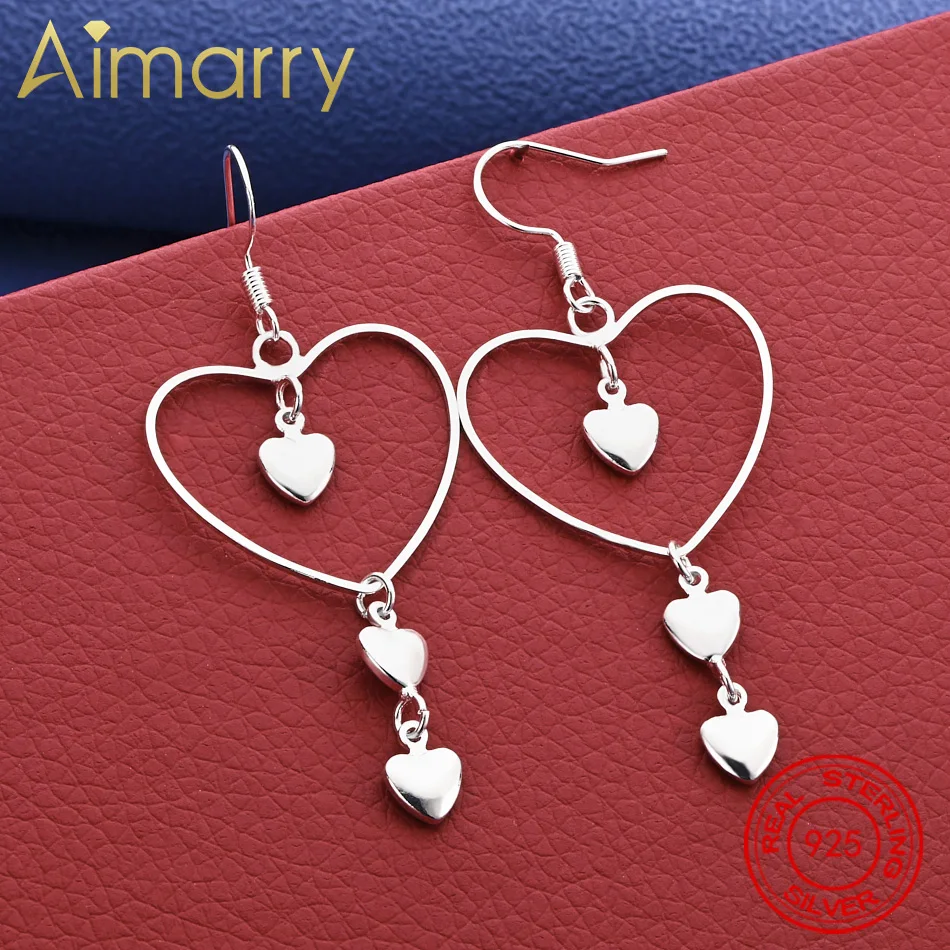 

Dangle Heart Shape Design Lovely Earring Nice Valentine Gift Fashion 925 Sterling Silver Jewelry Free Shipping Factory Price