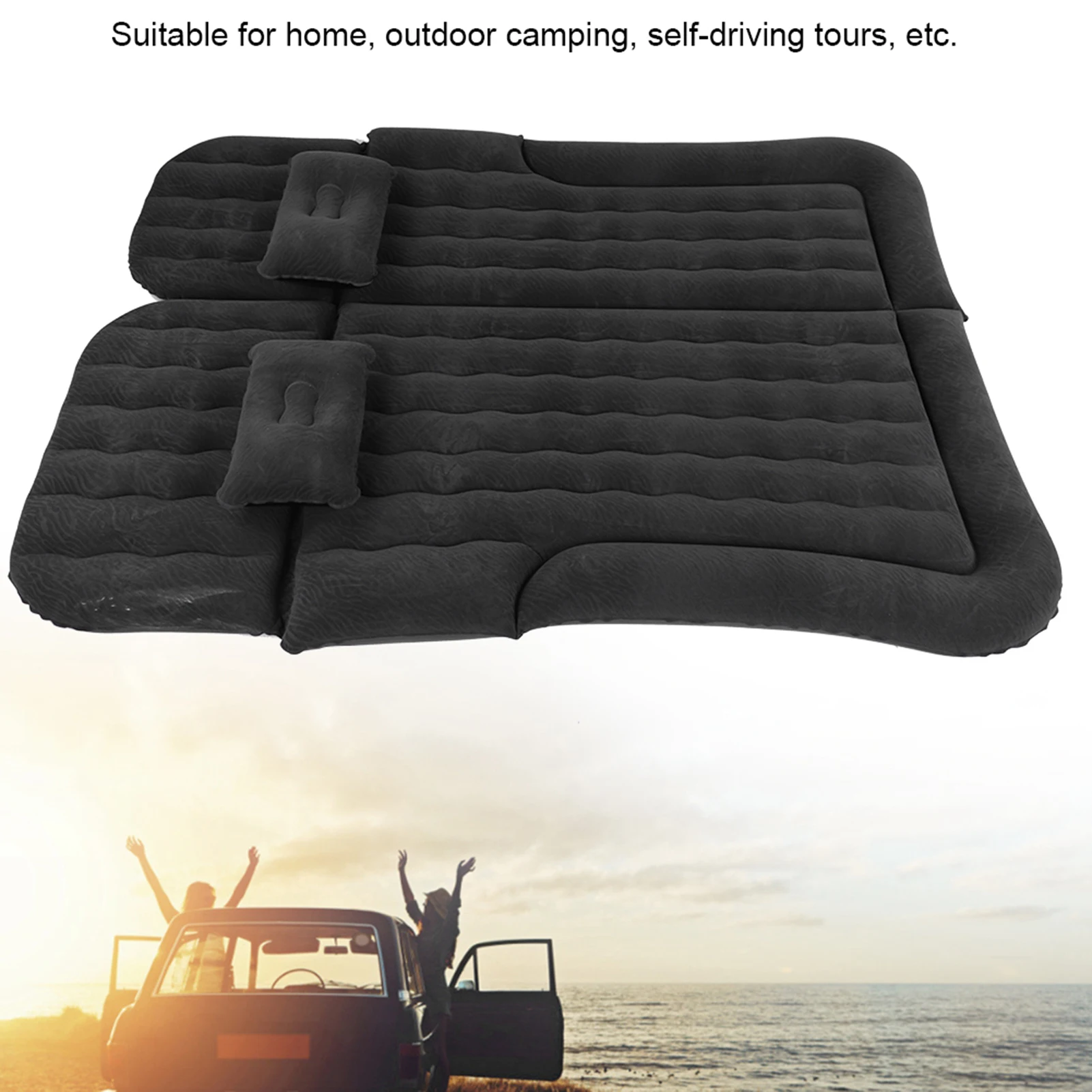 2 In 1 Multifunction Inflatable Travel Mattress PVC Flocking Soft Sleeping Rest Cushion for Car SUV Home Travel Picnic Camping