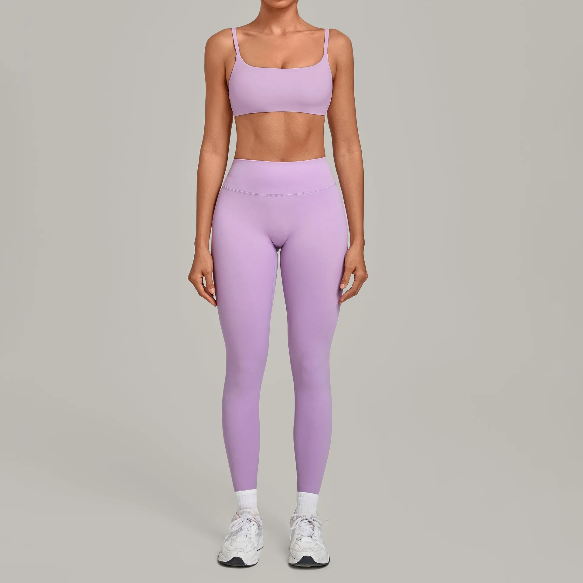 2Pcs Yoga Suit Women Spaghetti Strap Sports Bra High Waist Butt Lifting Leggings Soft Stretch Gym Workout Fitness Active Wear