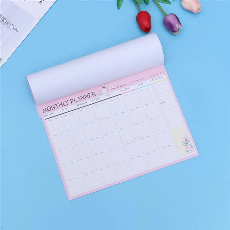 20 vellen A4 maandelijkse planner kalender schema organisator kalenderblok notitieboekje wekelijkse notebook planner memo roze groen gemengd