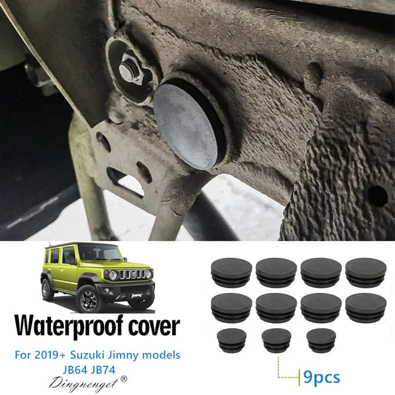 Frame Chassis Crossbeam Waterproof and Mud Proof Rubber Plug 9-Piece Set Decorative Protective Cover Suitable for Suzuki Jimny