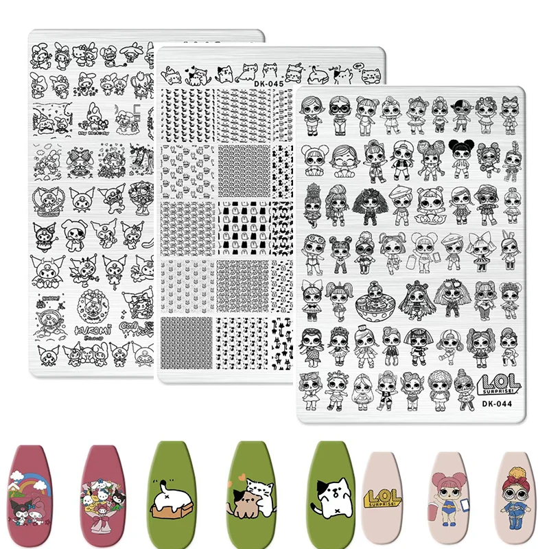 cartoon character Nail stamping plate  Nail Art Templates Stamping Plate Design Flower Animal Cat Glass Temperature Stamp Templ