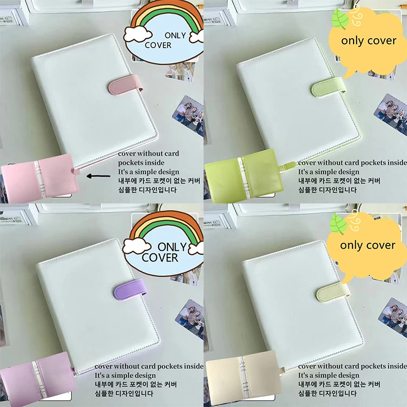 A5 Pu Leather Candy Color Binder Photocards Cute Loose-leaf Idol Kpop Album Photo Storage Book Journal Cover School Stationery