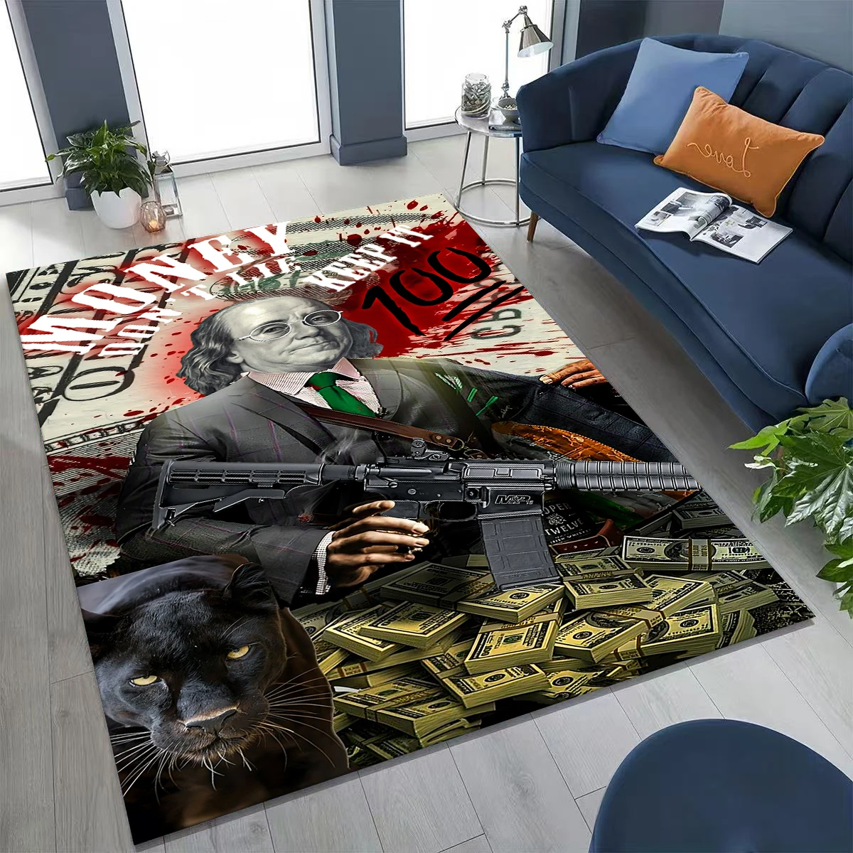 

3D Personality Money USD Euro RICH Pattern Rug for Bedroom Living Room Sofa Home Doormat Decor,Large Kid Play Non-slip Floor Mat