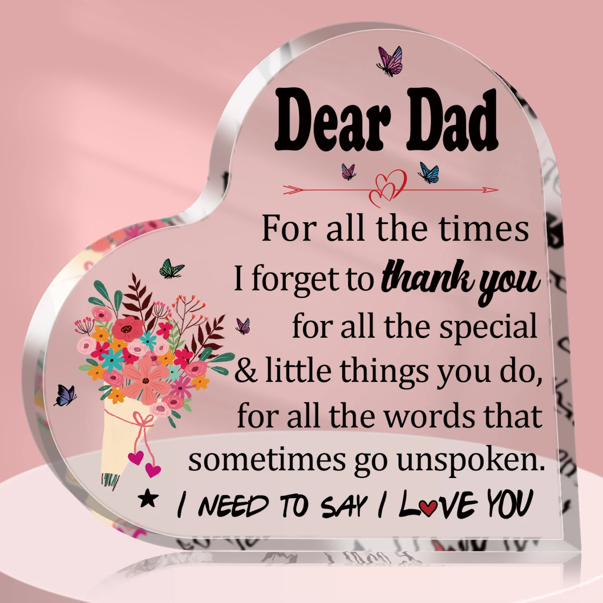 لافتة مكتب قلب أكريليك ، لافتة لديكور الطاولة ، هدايا عيد الأب ، الابن ، الابنة ، تذكار ، ثقالة الورق ، هدايا عيد ميلاد للأب ، جديدة #1