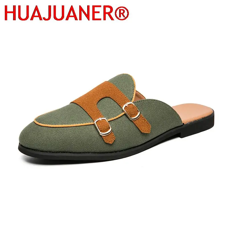 

Personality Designer Slipon Men Casual Shoes Classic Breathable Slipper Loafers Summer Half Shoes for Men Soft Handmade Muller