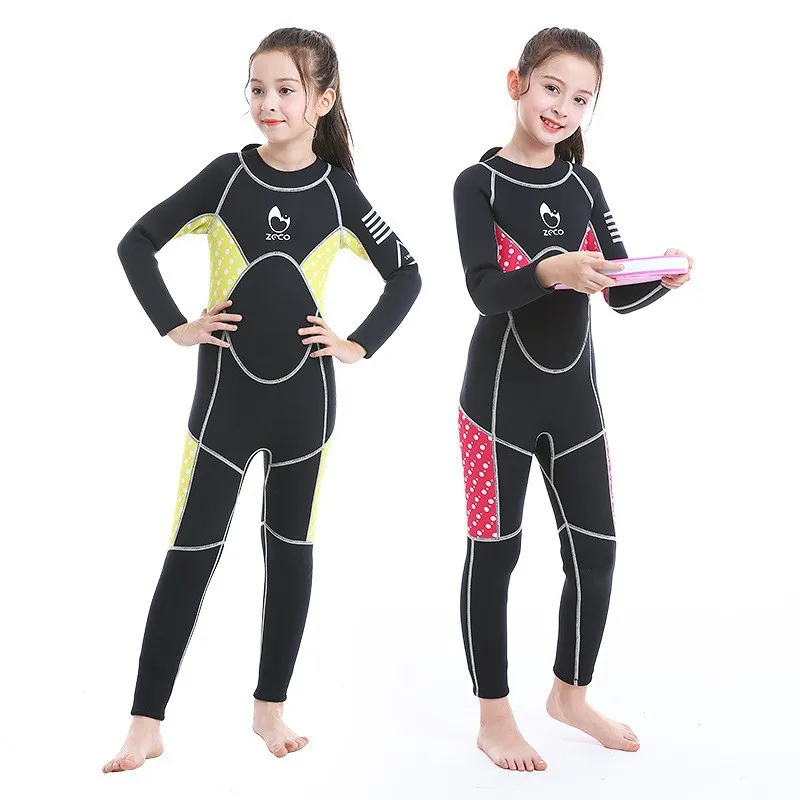 Roupa de mergulho infantil de 3mm, peça única, quente, meninos e meninas, mergulho, surf, protetor solar, água-viva, mangas compridas