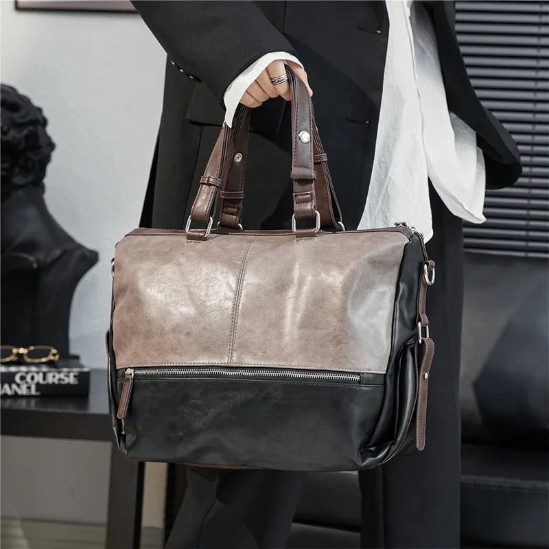 Vintage Crossbody Bag Men Shoulder Bags Fashion Color Matching Men's Crossbody Bags Large-capacity Handbag Business Laptop Bag