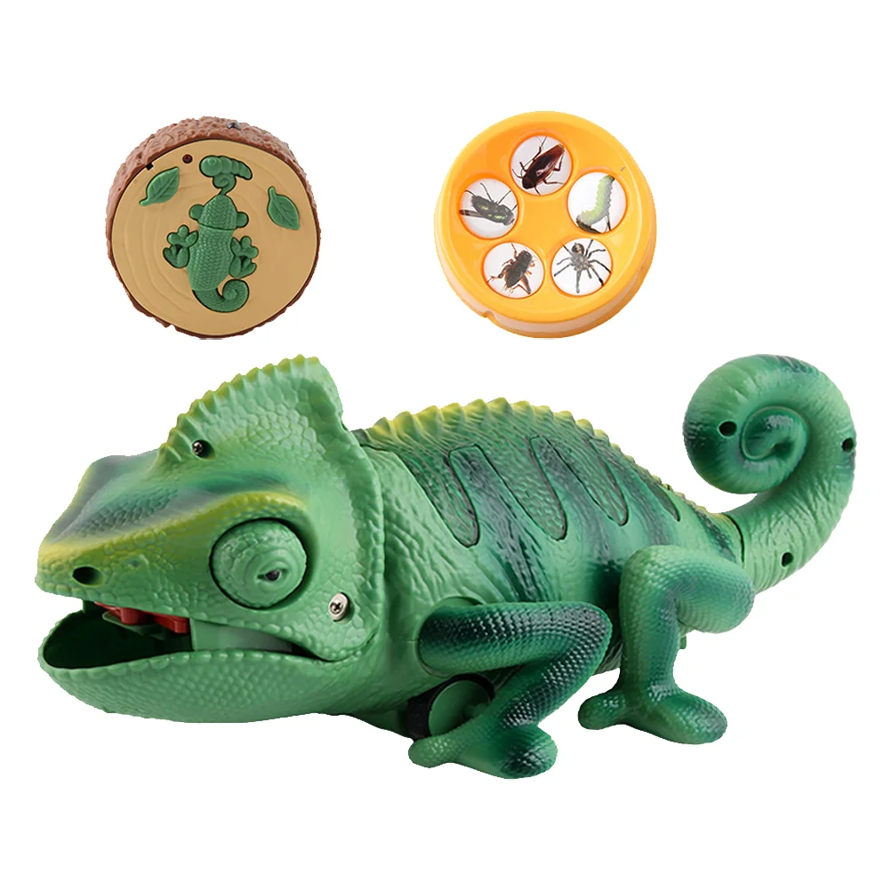 Electric Remote Control Light Crawling Chameleon Feeding Lizard Educational Toys Eat Cards Eating Game Childrens