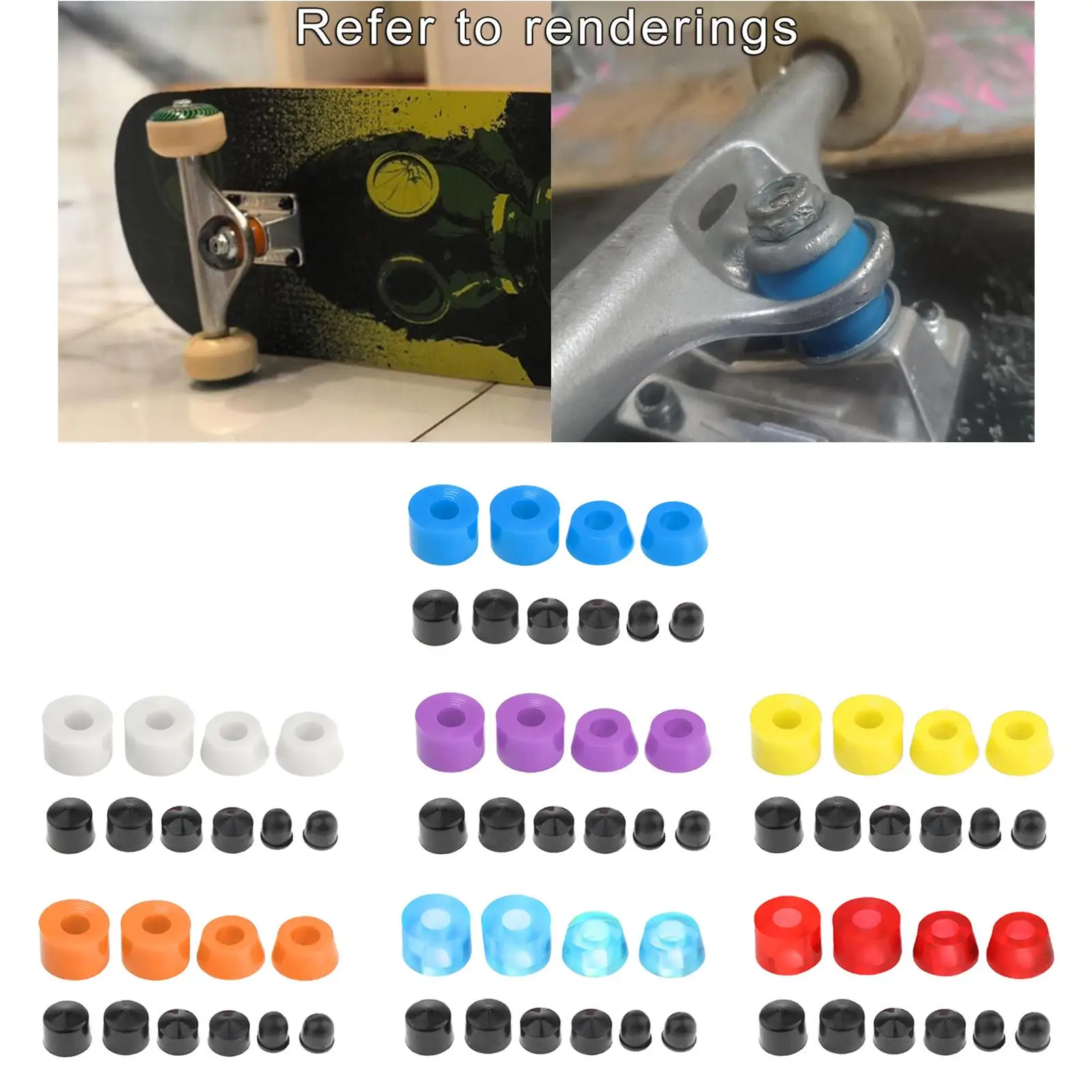 Replacement Skateboard Bushings Kit High Elastic PU Bushings and Cups Set for Truck Skate and Outdoor Accessories