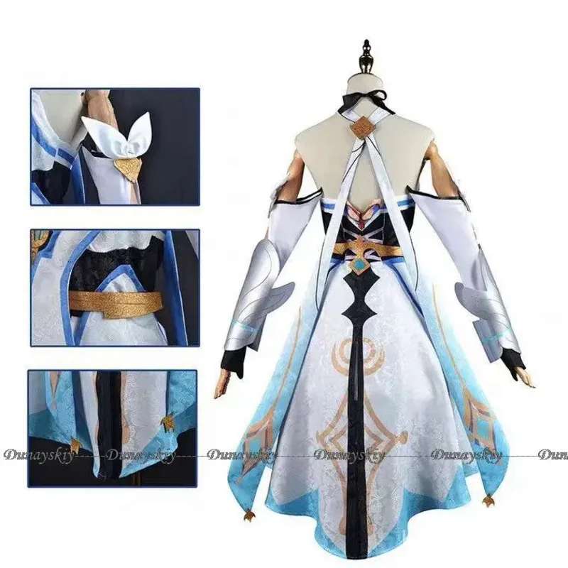 Game Genshin Impact traveler Lumine Cosplay Costume Lumine Set and Lumine Wig Dress Costumes for Women Party Outfits