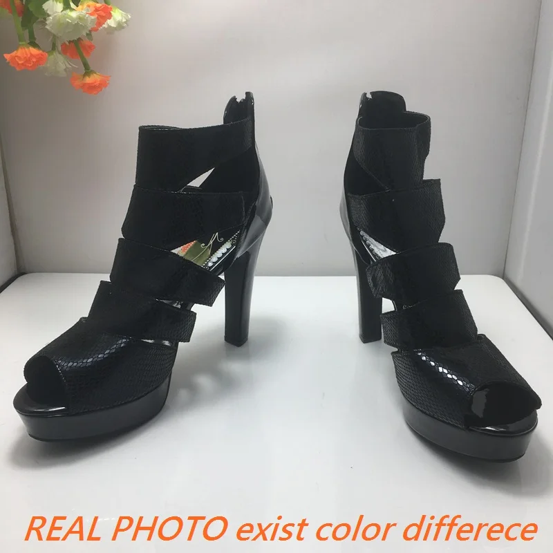 REAVE CAT Sexy Size 34-50 Women Sandals Peep Toe Chunky Heel Ladies High Heel 11.5cm platform party shoes F1493