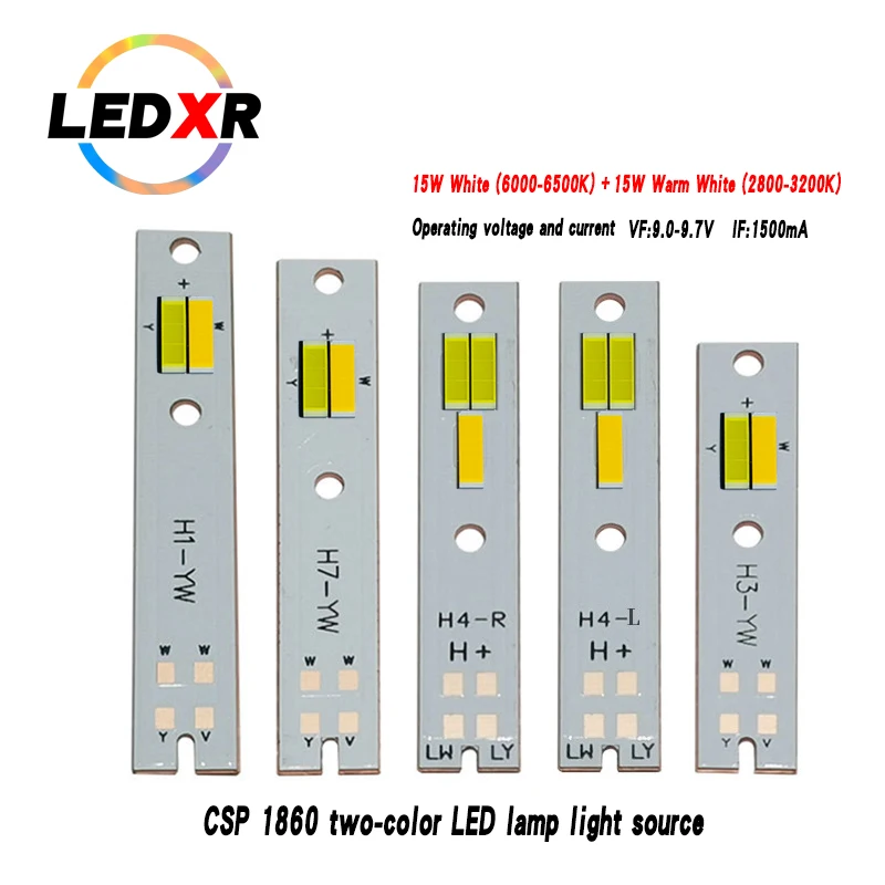 Reflektor samochodowy LED CSP C6 1860 dwukolorowe białe światło LED15 W i 15 W ciepłe białe światło 55mil chip ZES H7 H4 dwukolorowe trzy światła