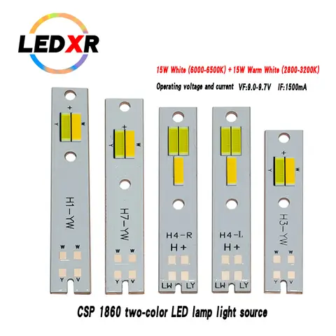 LED car headlight CSP C6 1860 two-color LED15 W white light and 15W warm white light 55mil chip ZES H7 H4 two-color three lights