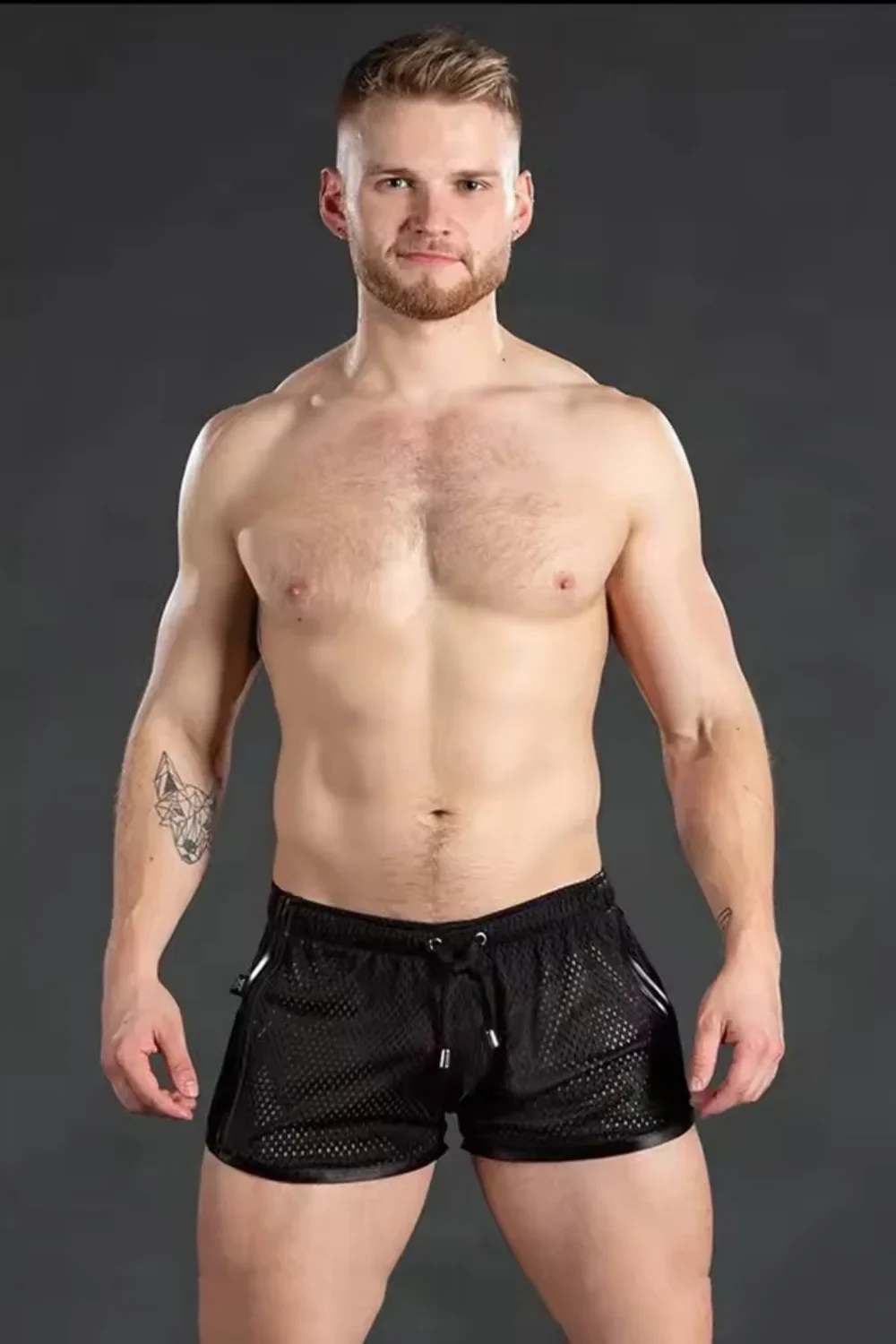 Men's sport pants with dry holes, breathable and sexy beach outdoor running casual quarter-length pants (MNDK-05)