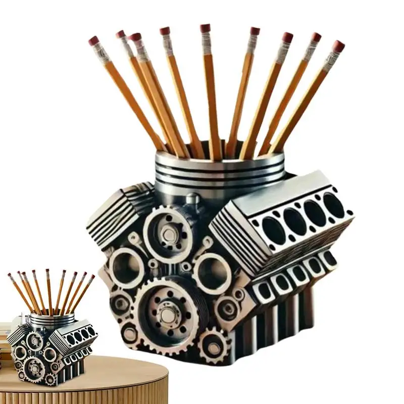 

Engine Pen Holder For Desk Business Card Pencil Display Holder Tabletop Pen Organizer Multi-Functional Novelty Offices