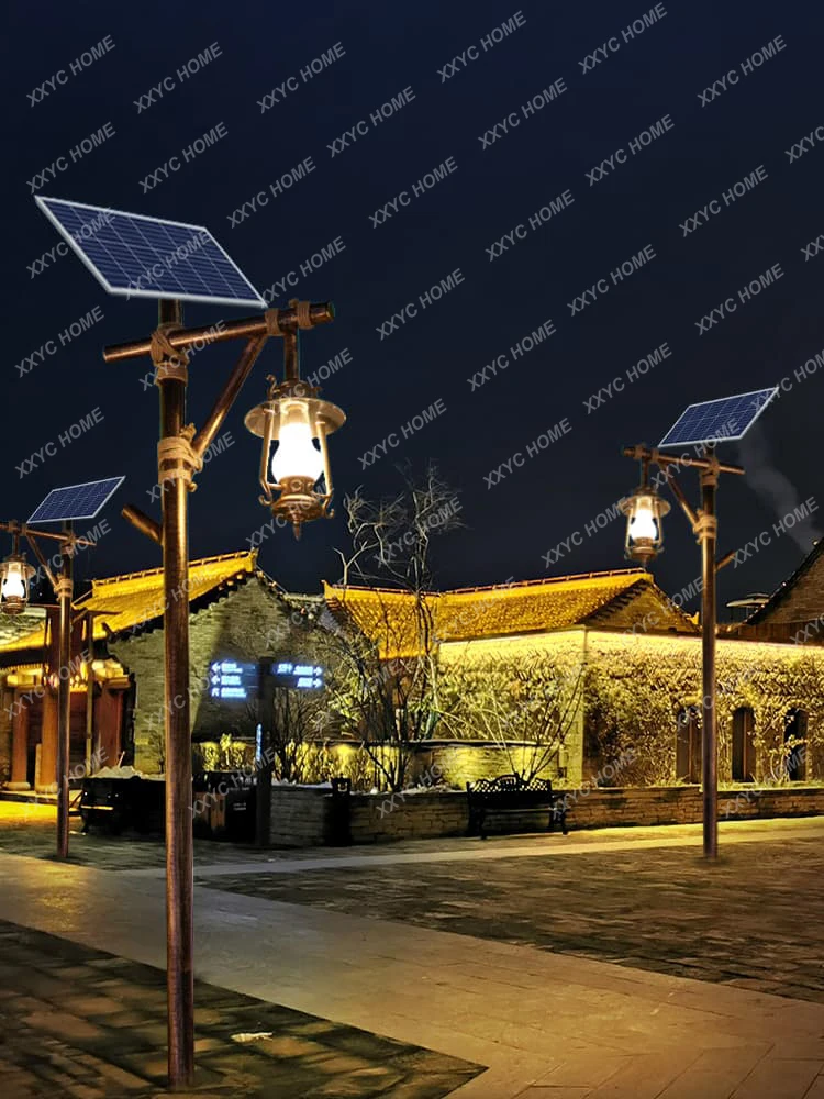 Solar High Poled Lamp Landscape Lamp Street Lamp Antique Kerosene Barn Lantern Garden Lamp Lawn Lawn Lamp