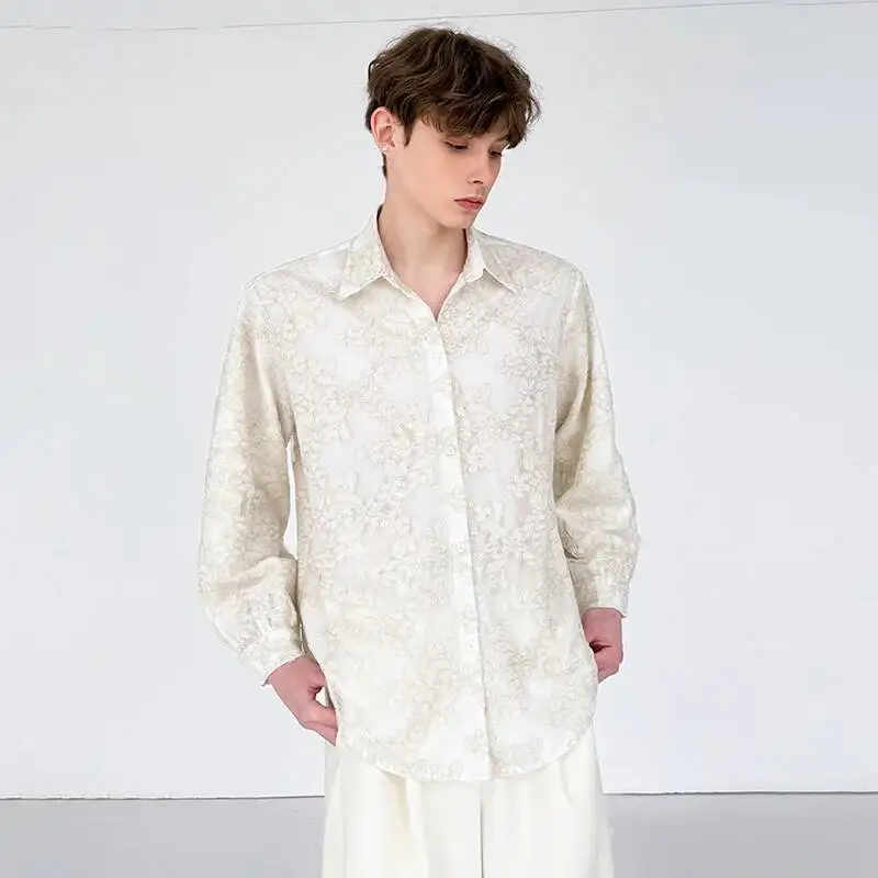 LUZHEN New Original Luxury Embroidery Pattern Patchwork Long 2025 Sleeve Shirts Elegant French Handsome Men's Casual Tops JY7068