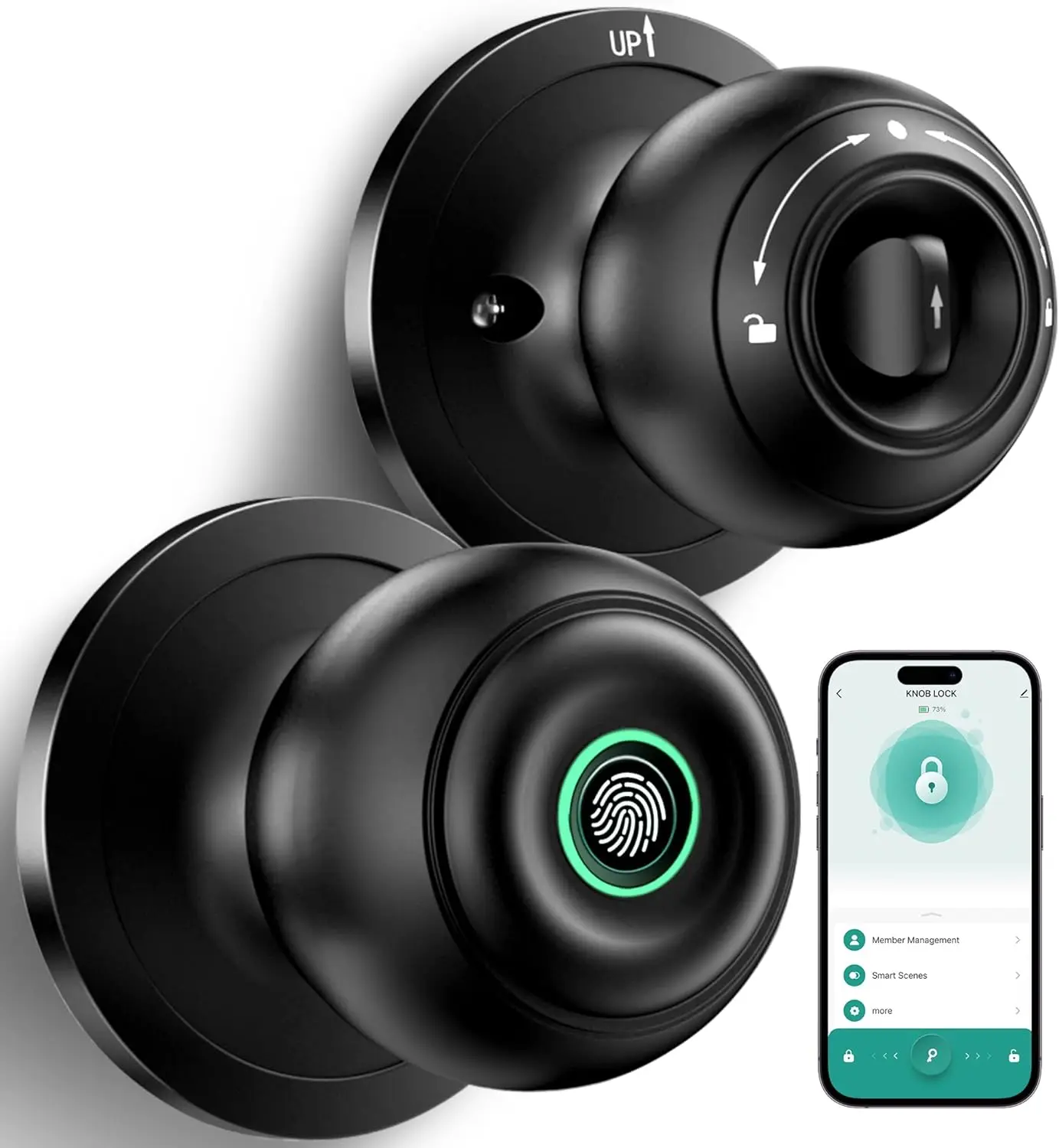 

Smart Fingerprint Door Lock with App Control, Keyless Entry for Home Security in Matte Black