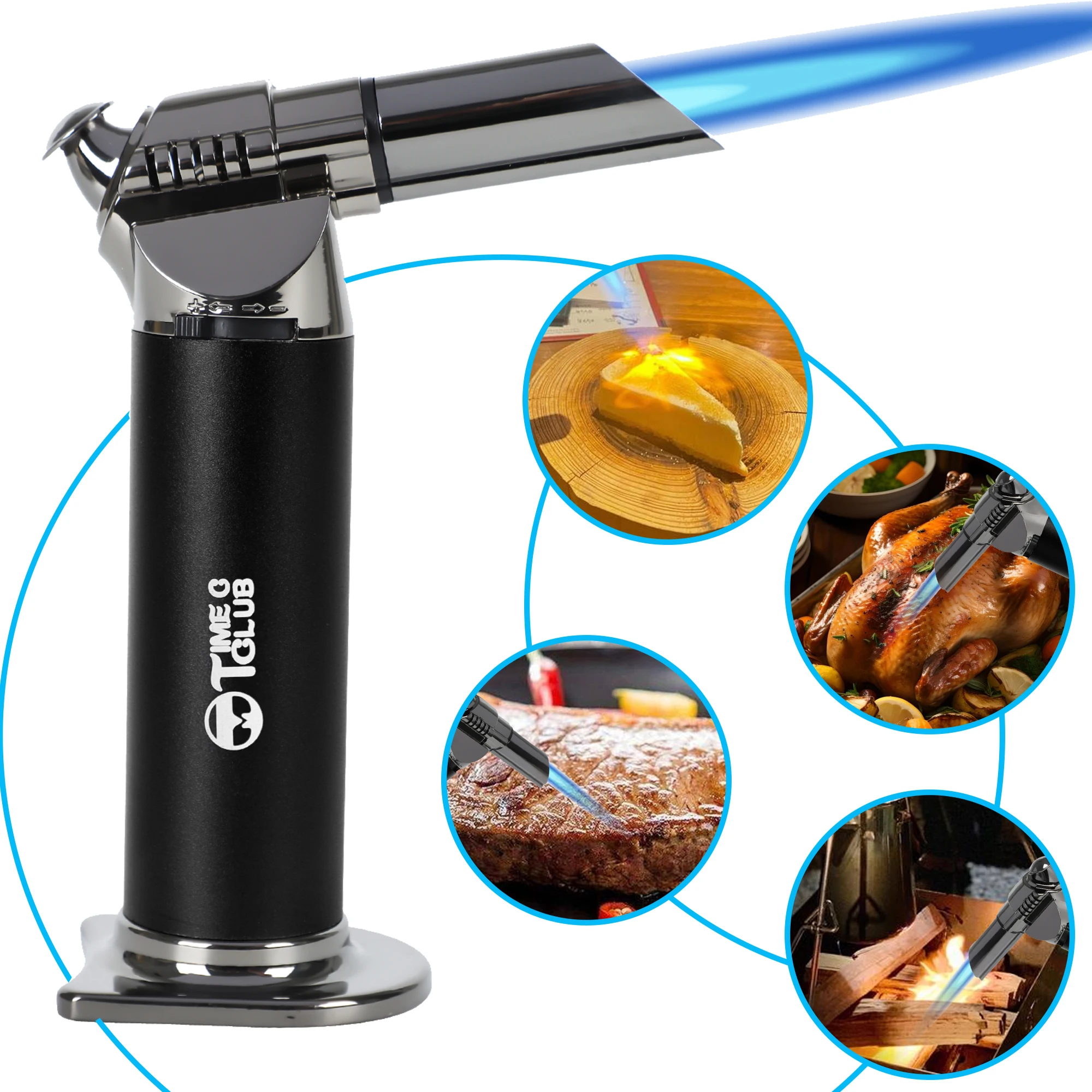 

Kitchen Torch with Safety Lock, Lighter, Windproof, Multi-Functional, Suitable Outdoor Use, Welding, Baking (No gas included)